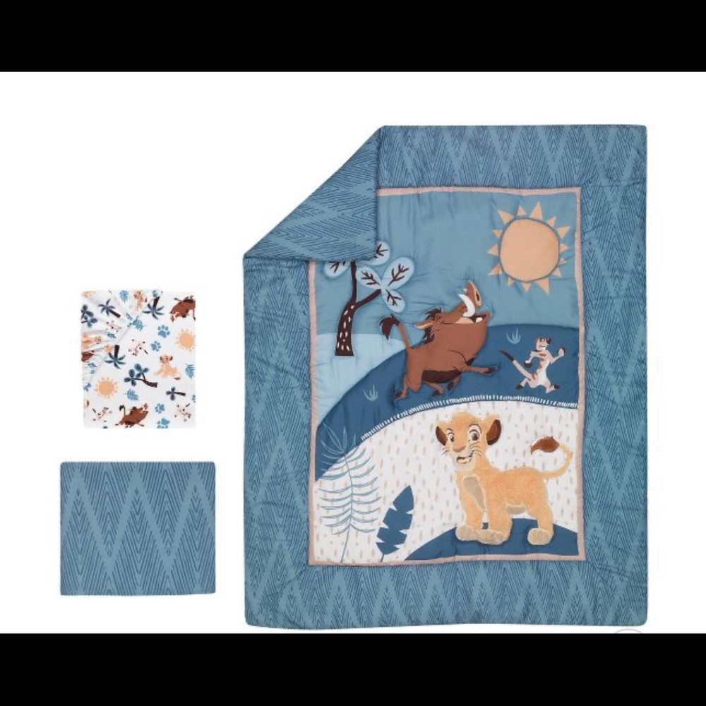 Three piece lion king crib set